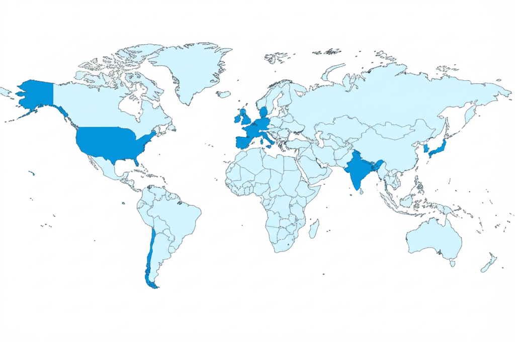 World map showing countries with digital nomad visa programs