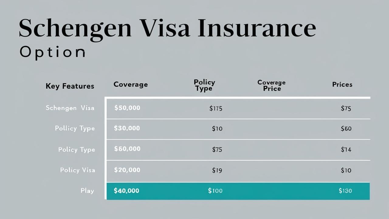 Comparison chart of different Schengen visa insurance coverage types and their benefits